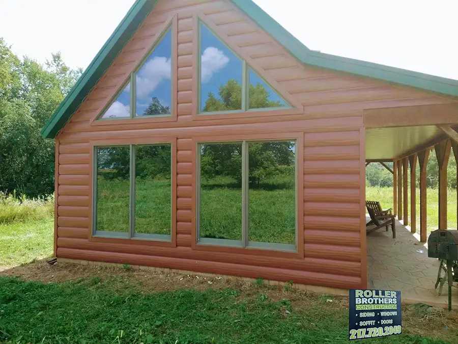 Roller Brothers Construction - past project, log cabin remodel with picture windows - Springfield, IL