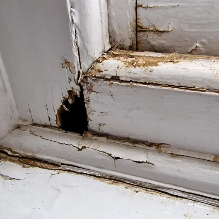 Roller Brothers Construction - Peeling paint & visible water damage around the frame of window - Springfield, IL