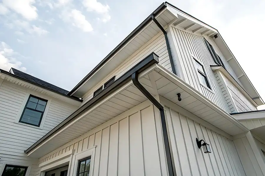 Roller Brothers Construction—A low angle of a home in Springfield, IL showcasing the soffit and fascia.