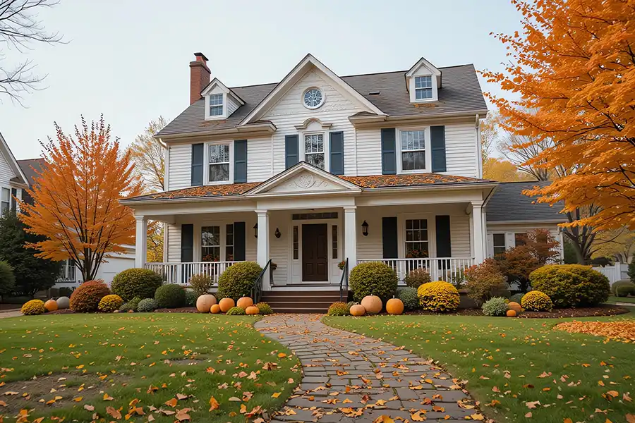Roller Brothers Construction—The exterior of a classic suburban home during the fall season in Springfield, IL.