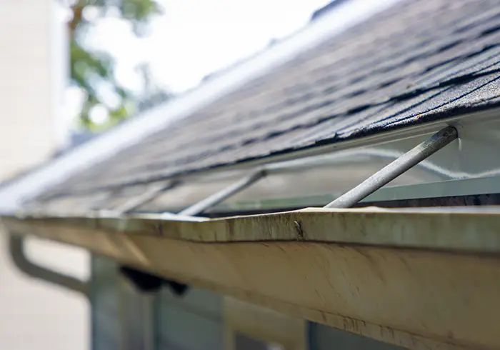 Old gutter on house