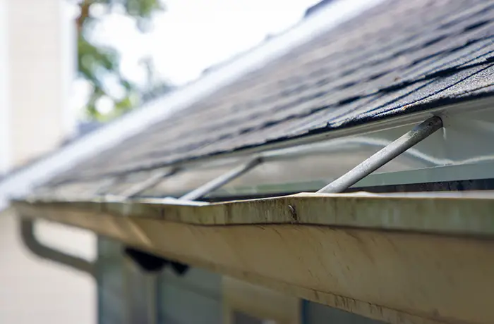 Old gutter on house
